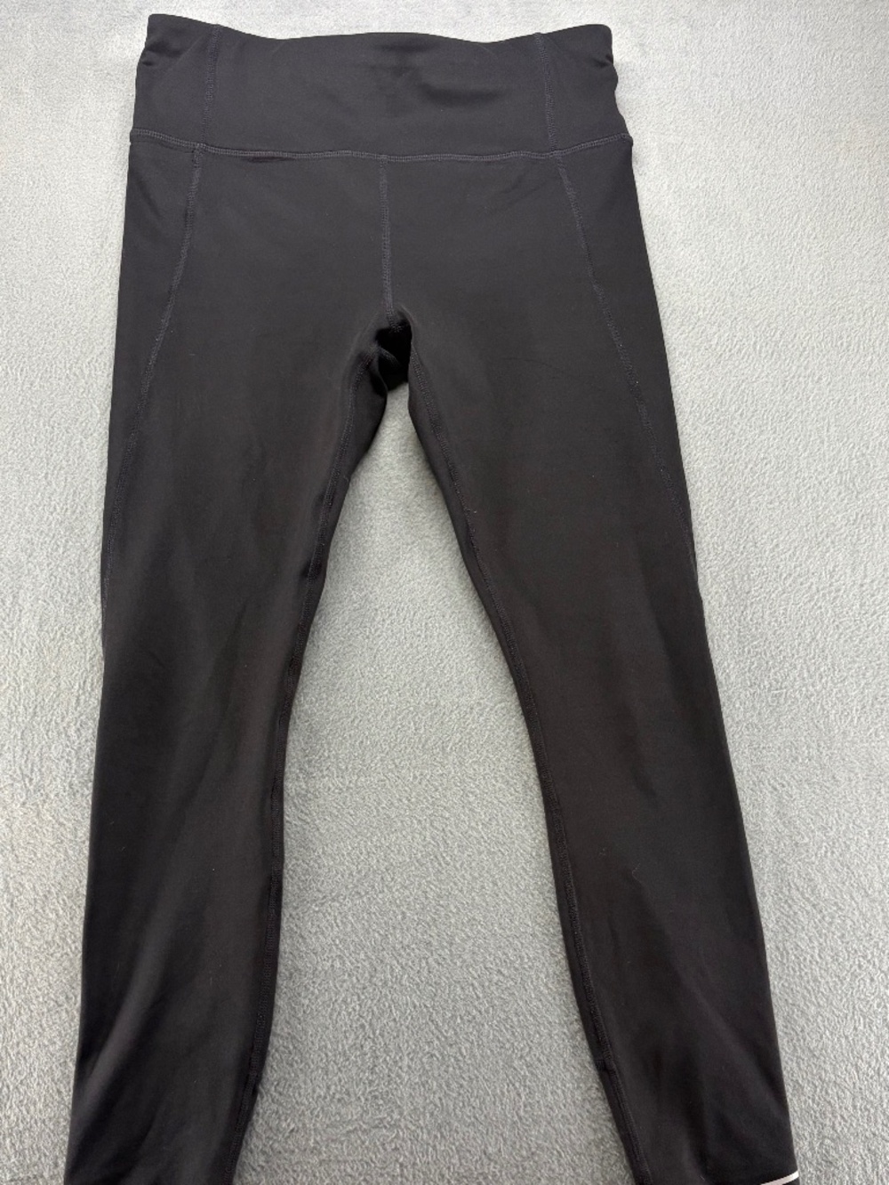 Athleta High Rise Black Leggings Size Small Drawstring Pockets Silver